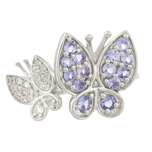 Stříbro 925/1000 - Prsten s Tanzanitem - Karátové číslo: 1.07. přibližná hmotnost: 3.39 gramů