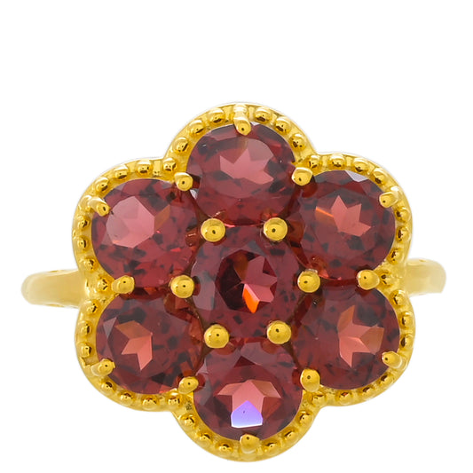 Pozlacený 925 / 1000 Sterlingové Stříbro Prsten s Rhodolitovým Granátem