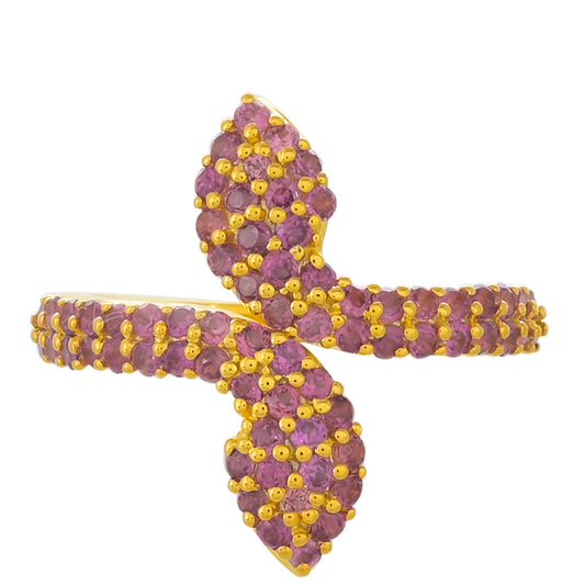 Pozlacené Stříbro 925/1000 - Prsten s Rhodolitovým Granátem - Karátové číslo: 1.34. přibližná hmotnost: 3.53 gramů