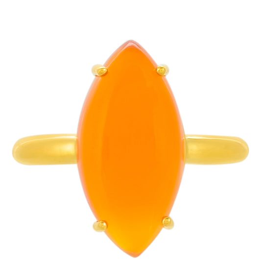 Pozlacené Stříbro 925/1000 - Prsten s Karneolem - Karátové číslo: 5.28. přibližná hmotnost: 3.69 gramů