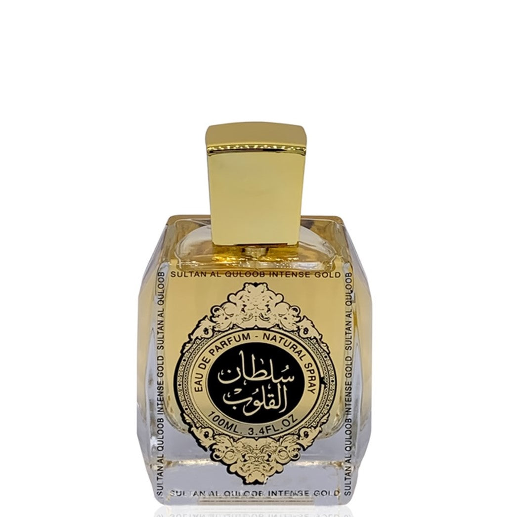 100 ml Eau de Parfume Sultan Al Quloob Intense Gold Kořeněná Dřevitá Vůně pro Muže a Ženy