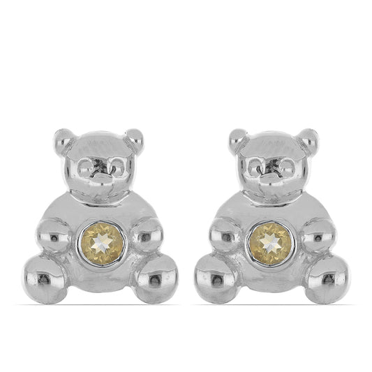 Stříbro 925/1000 - Náušnice s Uralským Citrínem - Karátové číslo: 0.27. přibližná hmotnost: 3.92 gramů