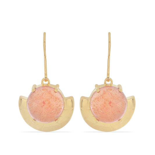 Pozlacené Stříbro 925/1000 - Náušnice s Oregonským Slunečním Kamenem - Karátové číslo: 10.94. přibližná hmotnost: 8.21 gramů