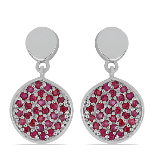 Stříbro 925/1000 - Náušnice s Madagaskarským Rubínem - Karátové číslo: 1.1. přibližná hmotnost: 3.98 gramů