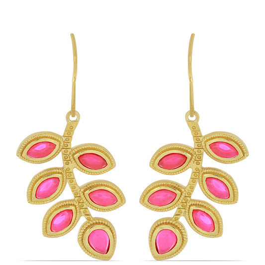 Pozlacené Stříbro 925/1000 - Náušnice s Etiopským Růžovým Opálem z Lega Dembi - Karátové číslo: 2.64. přibližná hmotnost: 10.14 gramů