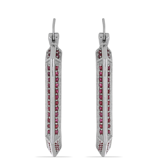 Stříbro 925/1000 - Náušnice s Madagaskarským Rubínem - Karátové číslo: 2.8. přibližná hmotnost: 10.21 gramů