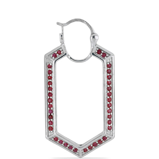 Stříbro 925/1000 - Náušnice s Madagaskarským Rubínem - Karátové číslo: 2.8. přibližná hmotnost: 10.21 gramů