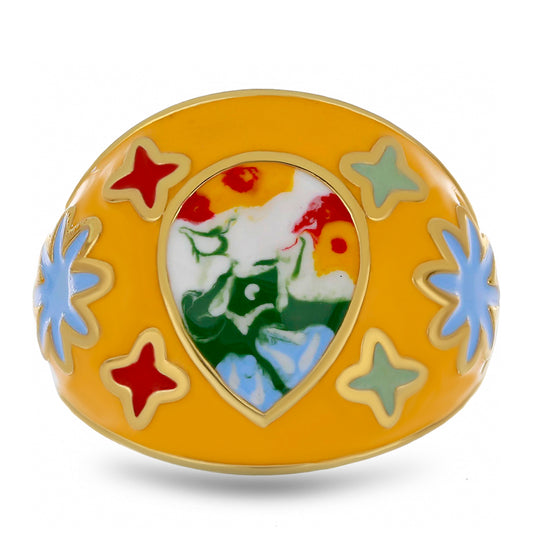 Pozlacené Stříbro 925/1000 - Prsten se Smaltem přibližná hmotnost: 8.9 gramů