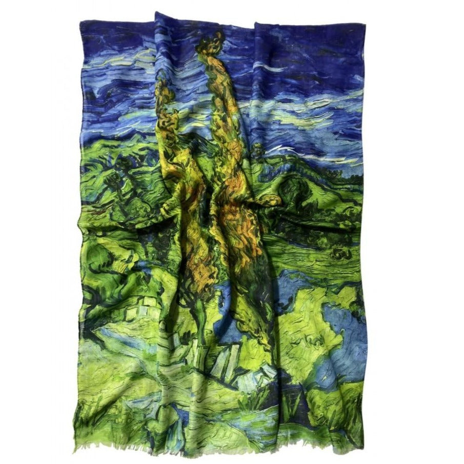 Bavlněná Šála-šátek, 70 cm x 180 cm, Van Gogh - Dva topoly