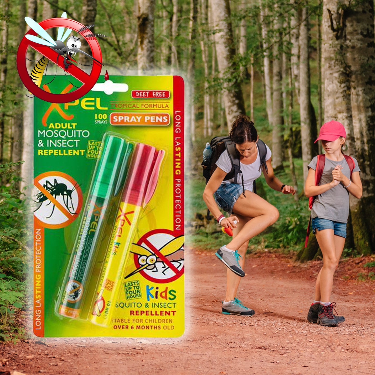 2 ks Ultra-dlouho účinkující repelent proti komárům a hmyzu pro dospělé a děti, Set - 2 x 100 rozprášení