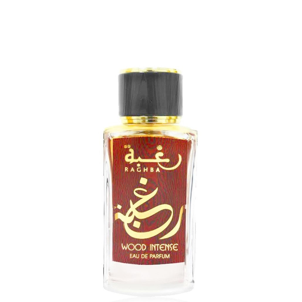 100 ml Eau de Parfume Raghba Wood Intense + 200 ml Deo Dárková Sada Intenzivní Sladká Orientální Vůně pro Muže