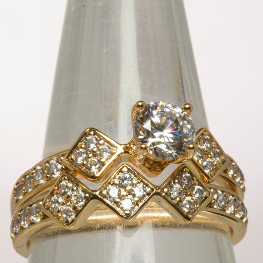 Pozlacený Slitinový Prsten s Bílým Emporia® Křišťálem