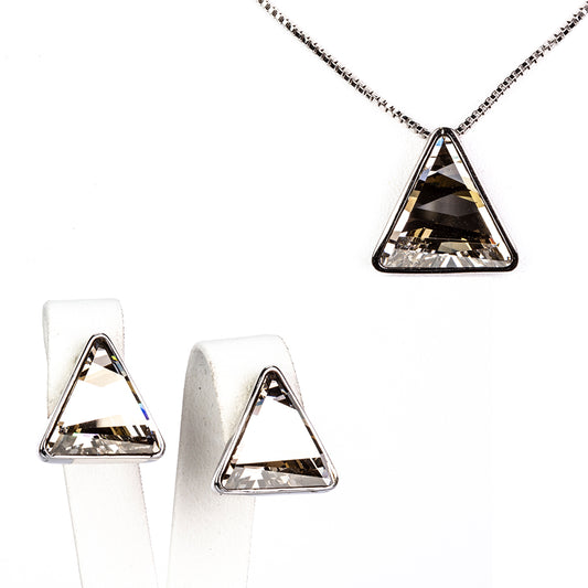 Pozlacená Slitinová Sada s Černým Emporia® Křišťálem ( Náušnice+Přívěsek )