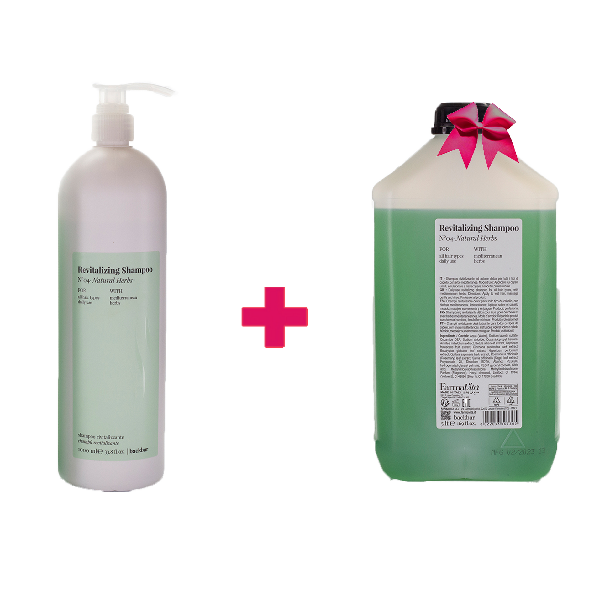Back Bar Revitalizační šampon N°04 - se Středomořskými Bylinkami 1000 ml + 5 litrů náplně jako DÁREK 1 