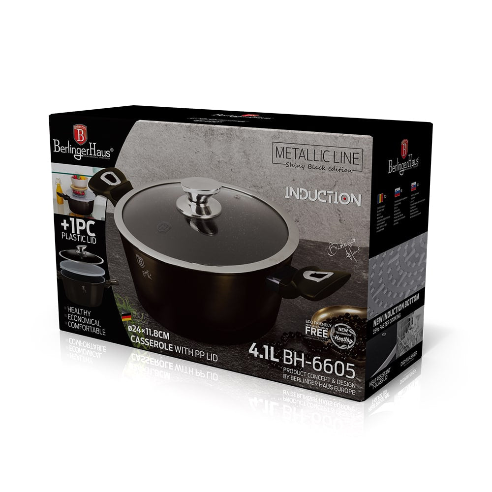 Berlinger Haus Metallic Line Shiny Black Edition kastrol s poklicí (6,1 l) 2 