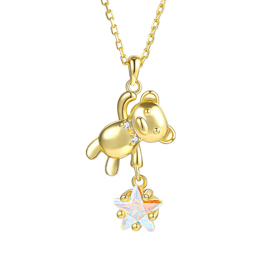 Pozlacený Slitinový Náhrdelník s Bílým Emporia® Křišťálem