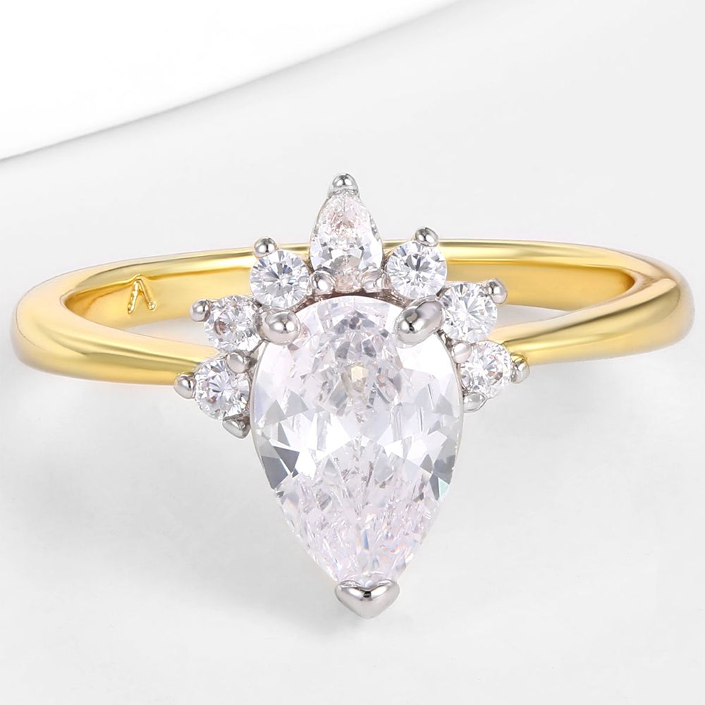 Pozlacený Slitinový Prsten s Bílým Emporia® Křišťálem 1 