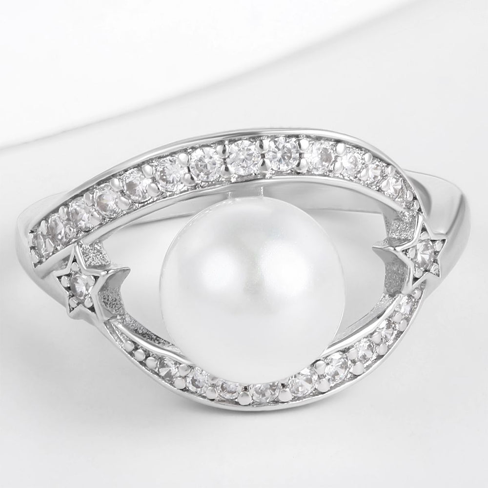 Pozlacený Slitinový Prsten s Bílým Emporia® Křišťálem