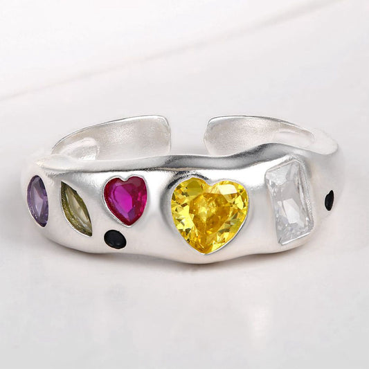 Pozlacený Slitinový Prsten s Červeným Emporia® Křišťálem a se Žlutým Emporia® Křišťálem