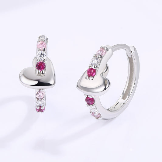 Whitegold Tone Alloy Earrings with White, Purple and Pink Emporia Crystals
