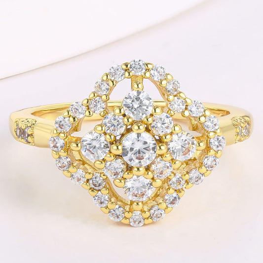 Pozlacený Slitinový Prsten s Bílým Emporia® Křišťálem