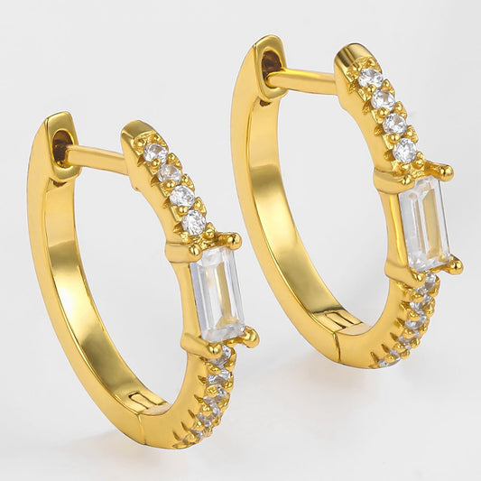 Pozlacené Slitinové Náušnice s Bílým Emporia® Křišťálem