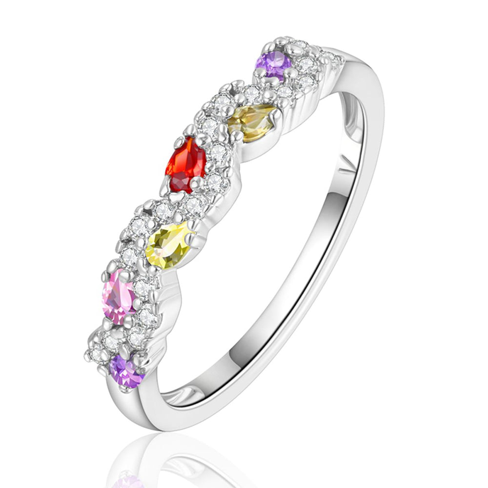 Whitegold Tone Alloy Ring with Colorful Emporia Crystals 1 