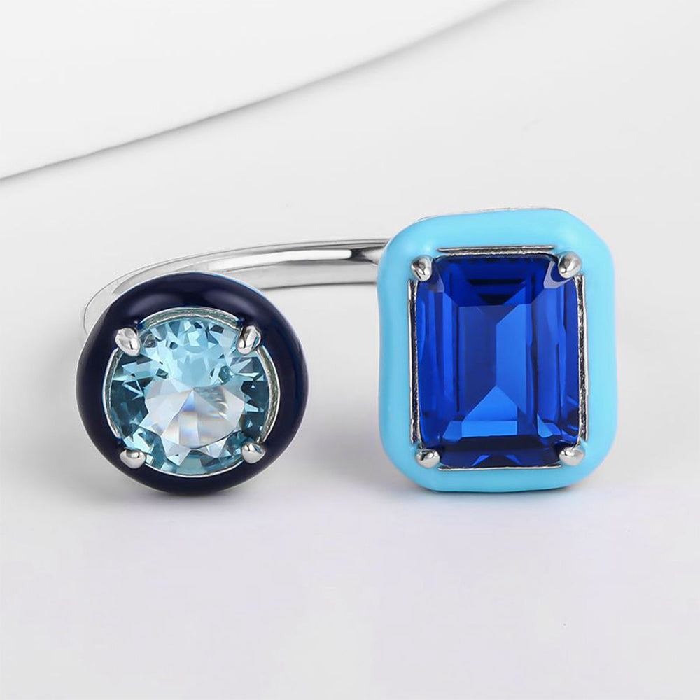 Pozlacený Slitinový Prsten s Modrým Emporia® Křišťálem 1 