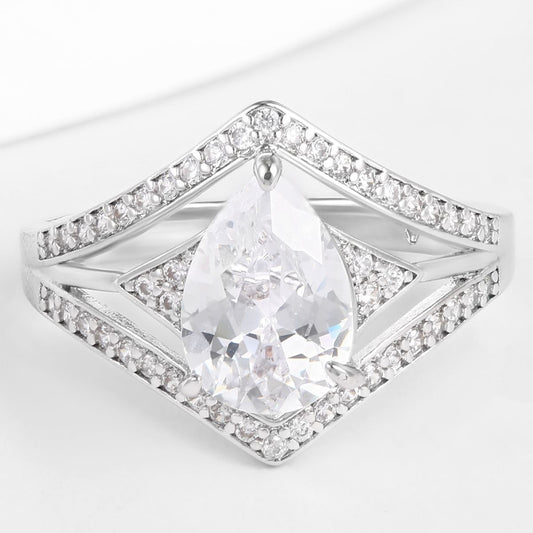 Pozlacený Slitinový Prsten s Bílým Emporia® Křišťálem