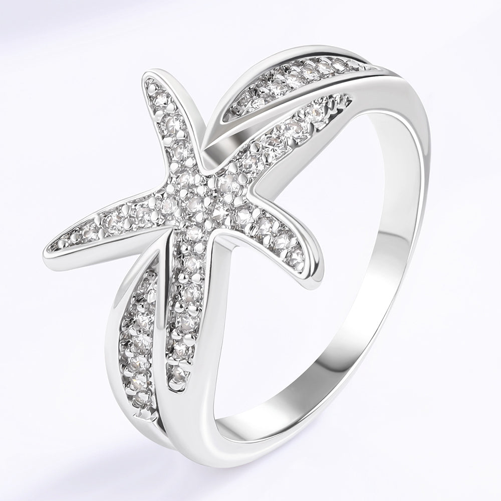 Pozlacený Slitinový Prsten s Bílým Emporia® Křišťálem