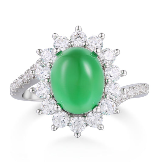 Pozlacený Slitinový Prsten se Zeleným Emporia® Křišťálem a Bílým Emporia® Křišťálem