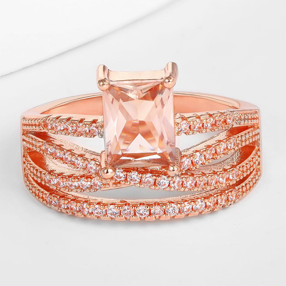 Pozlacený Slitinový Prsten s Bílým Emporia® Křišťálem