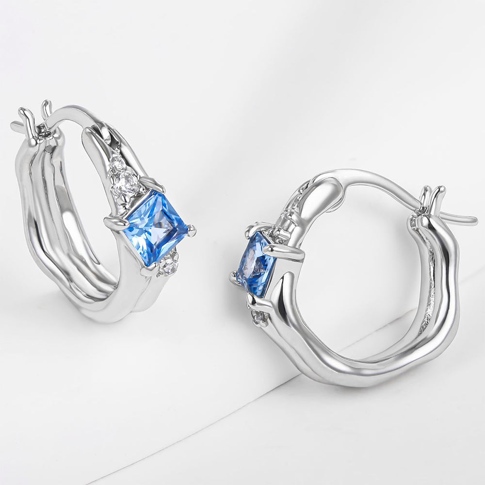 Pozlacené Slitinové Náušnice s Modrým Emporia® Křišťálem