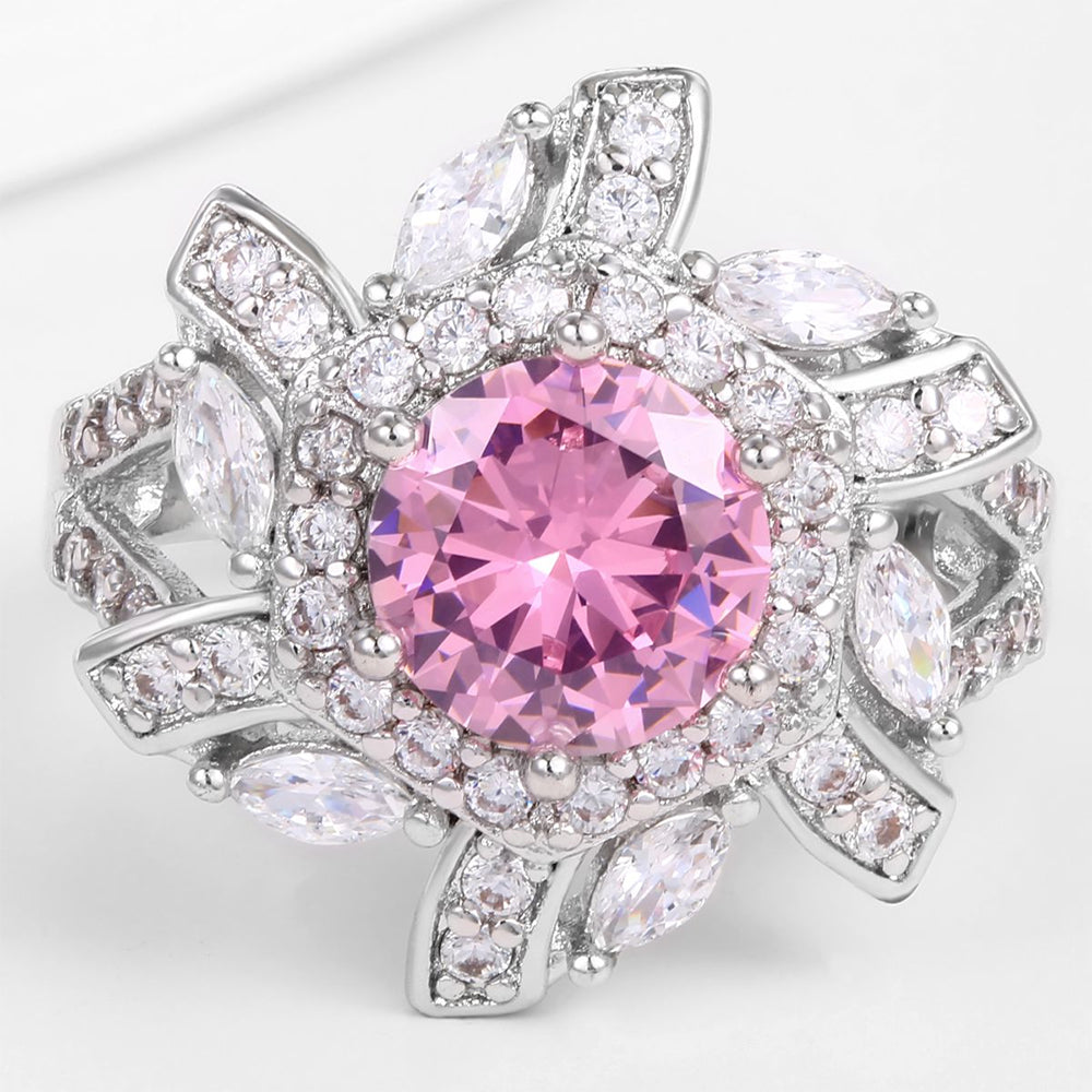 Pozlacený Slitinový Prsten s Růžovým Emporia® Křišťálem a Bílým Emporia® Křišťálem 1 