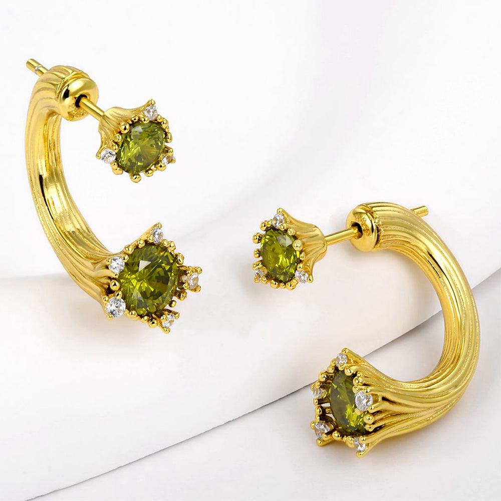 Pozlacené Slitinové Náušnice se Zeleným Emporia® Křišťálem 1 