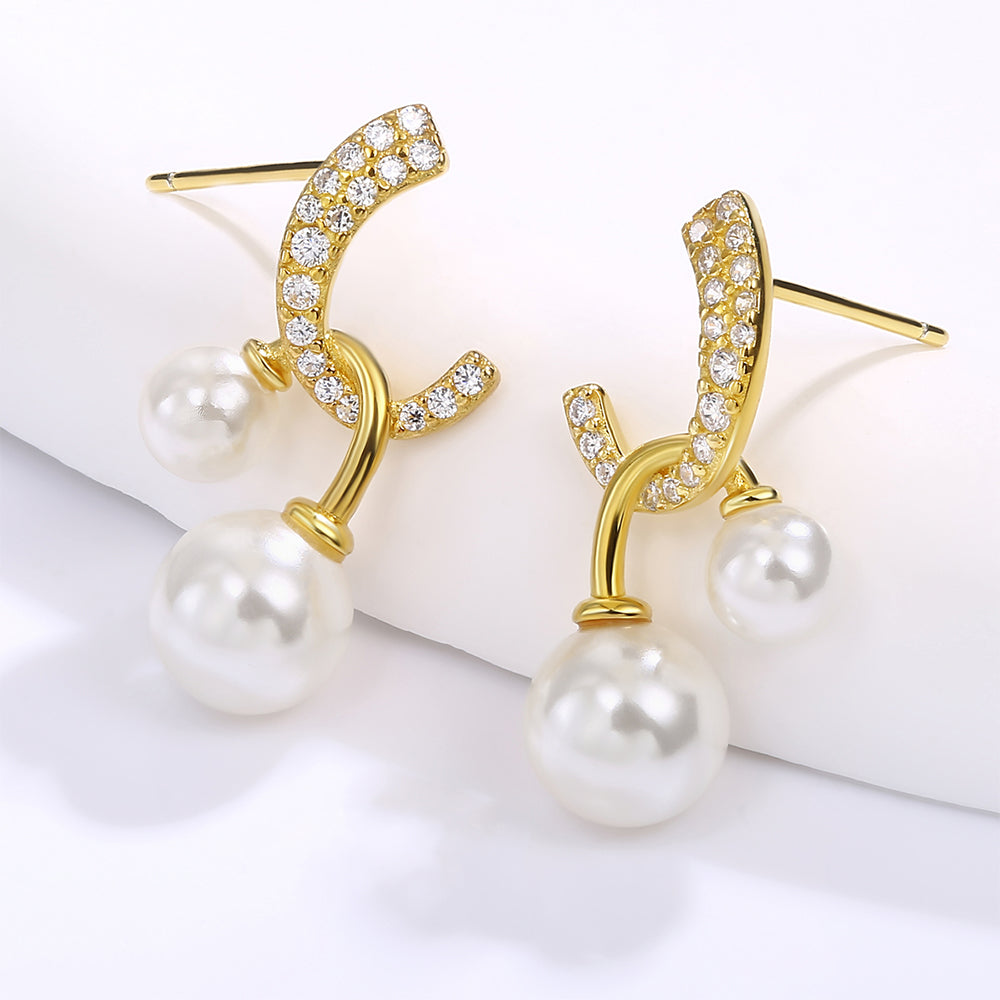 Pozlacené Slitinové Náušnice s Bílým Emporia® Křišťálem a se Smaltem 1 