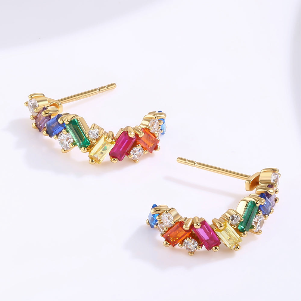 Pozlacené Slitinové Náušnice s Červeným Emporia® Křišťálem a se Zeleným Emporia® Křišťálem 1 