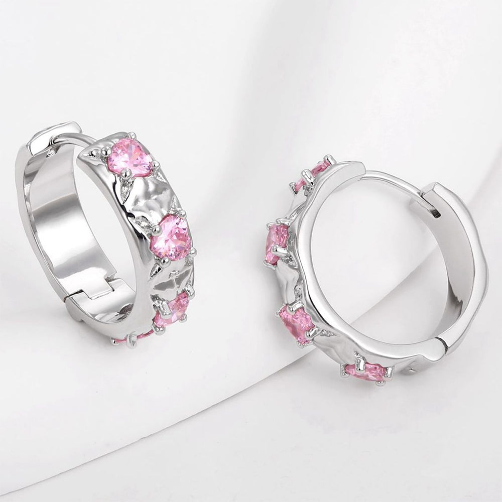 Pozlacené Slitinové Náušnice s Bílým Emporia® Křišťálem a Růžovým Emporia® Křišťálem 1 