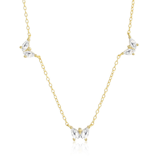 Pozlacený Slitinový Náhrdelník s Bílým Emporia® Křišťálem