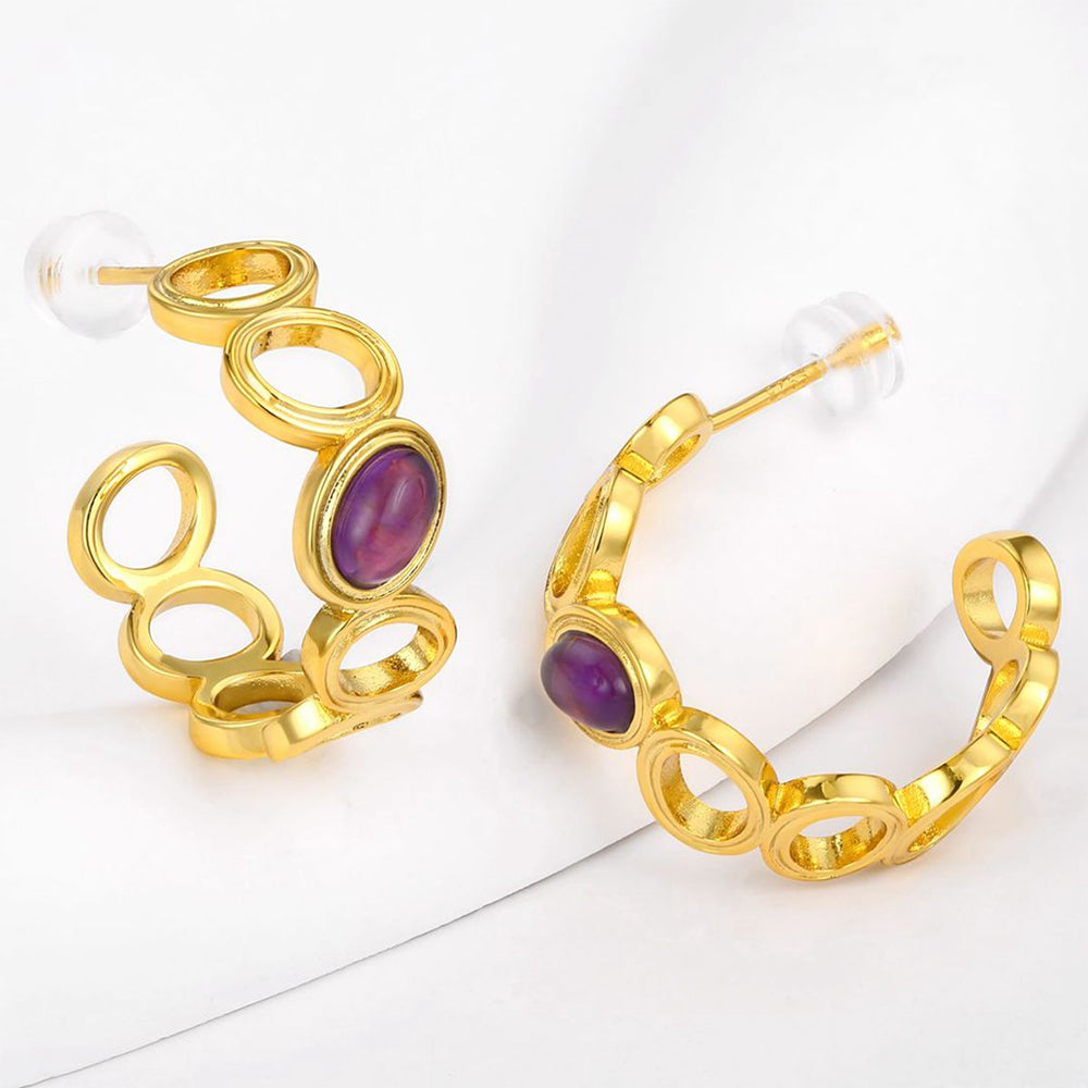Pozlacené Slitinové Náušnice s Fialovým Emporia® Křišťálem 1 