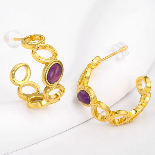 Pozlacené Slitinové Náušnice s Fialovým Emporia® Křišťálem