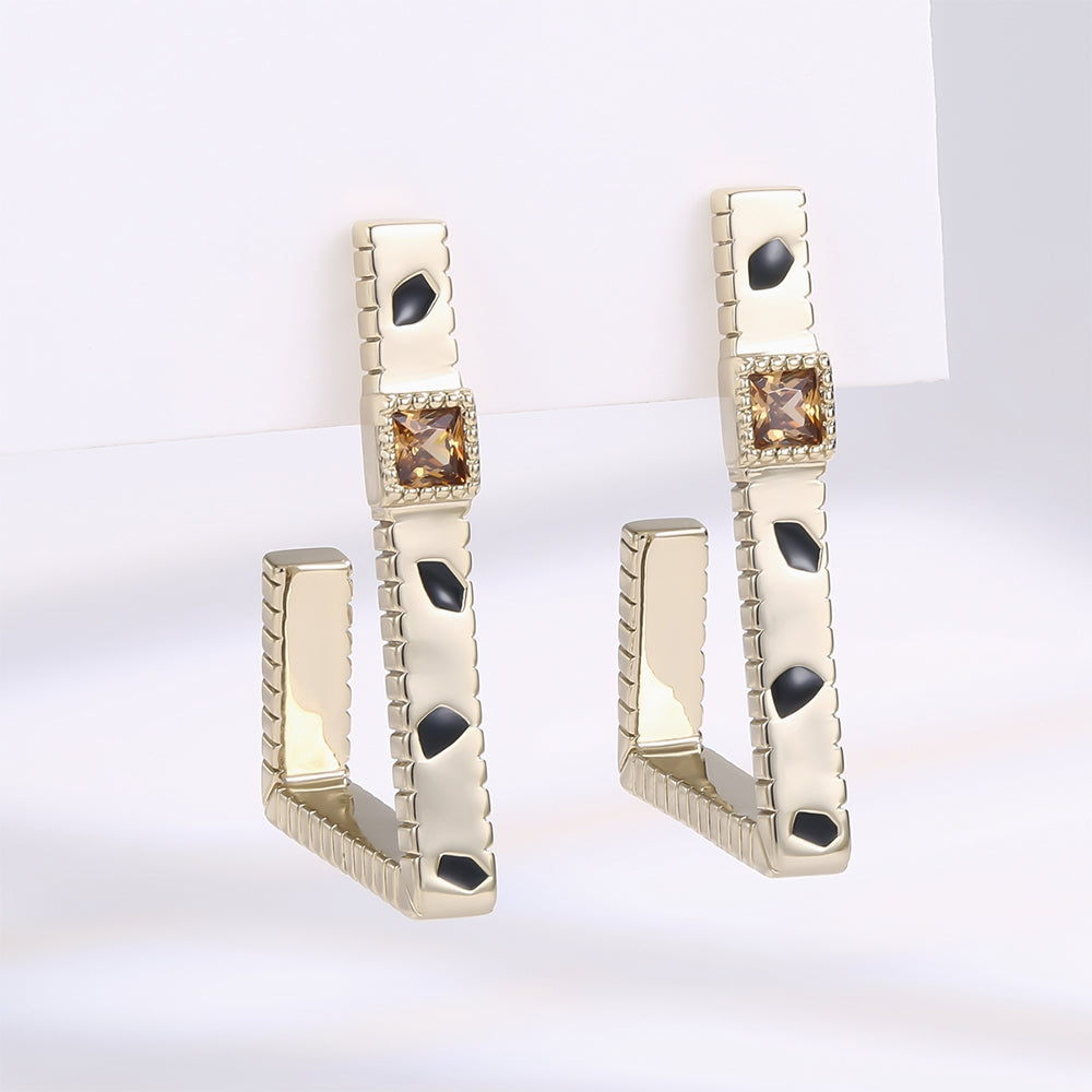 Pozlacené Slitinové Náušnice s Hnědým Emporia® Křišťálem