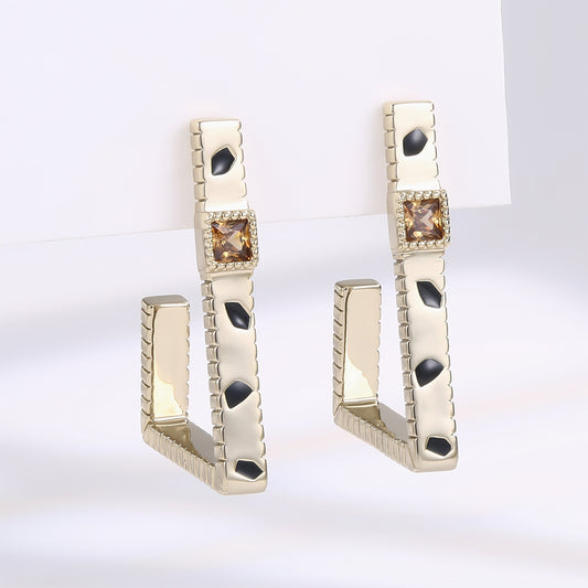 Pozlacené Slitinové Náušnice s Hnědým Emporia® Křišťálem