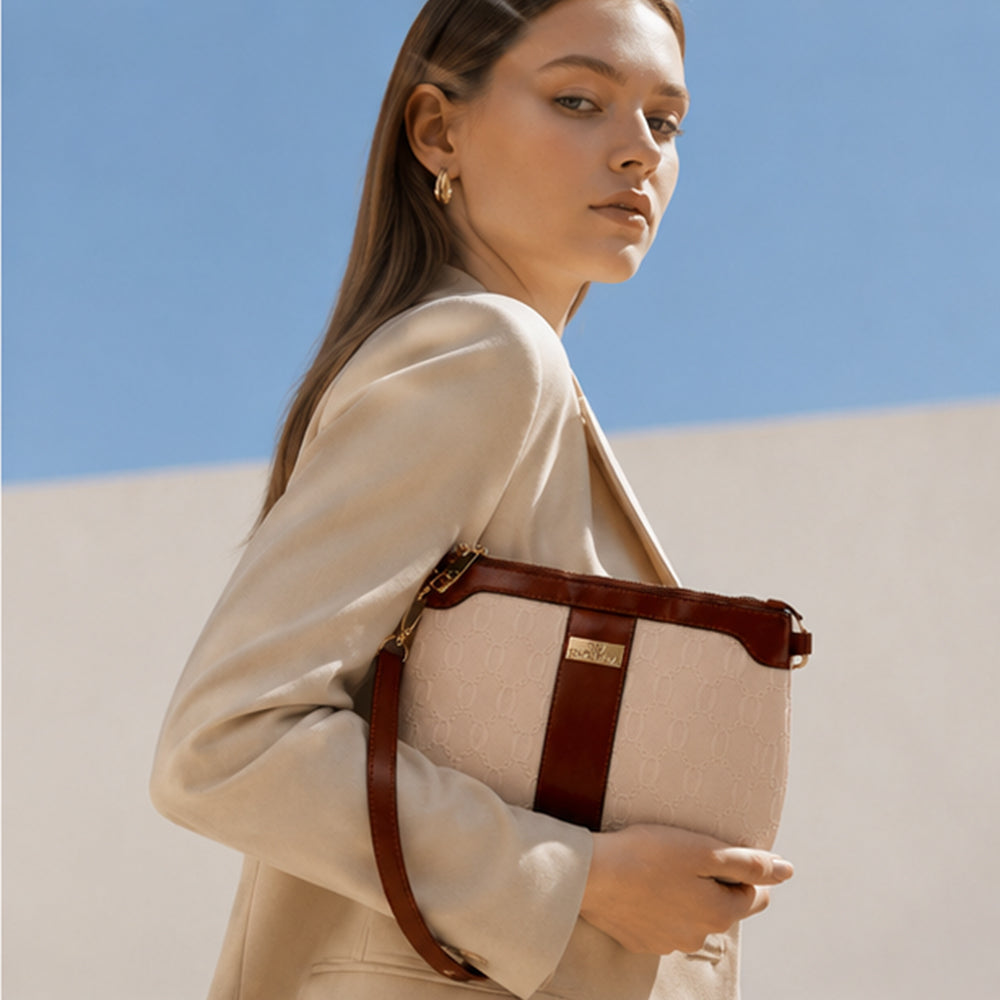 Jarní kolekce Emporia 2026 - "Toffee Lux", sada 4 kabelek;  umělá kůže, krémově hnědá 10 