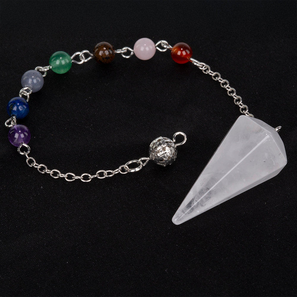 Kyvadlo z drahokamů s Čirým Křemenem a Ametystem 3 