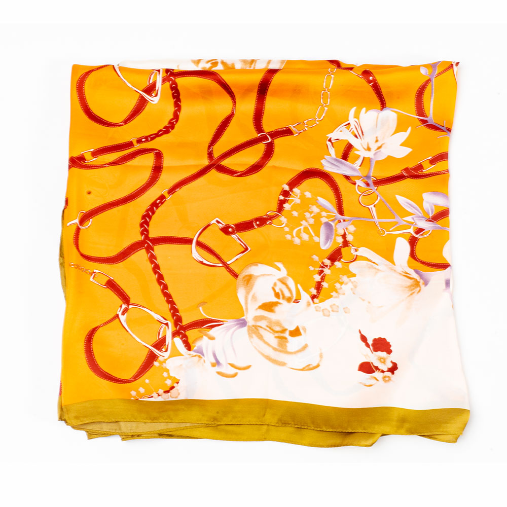 Květinové objetí, šála, 85 x 180 cm, Oranžová, 100% veganské hedvábí 1 