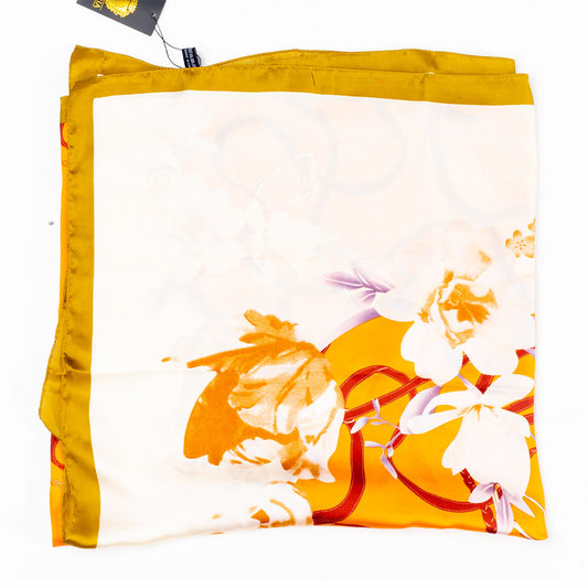 Květinové objetí, šála, 85 x 180 cm, Oranžová, 100% veganské hedvábí