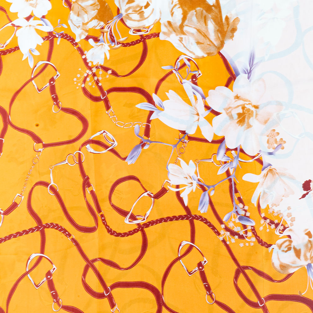 Květinové objetí, šála, 85 x 180 cm, Oranžová, 100% veganské hedvábí 3 