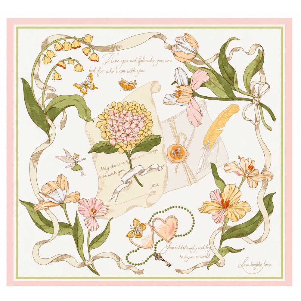 Garden Whisper Scarf, Sage Green, 90 cm x 90 cm, 100% Silk 2 