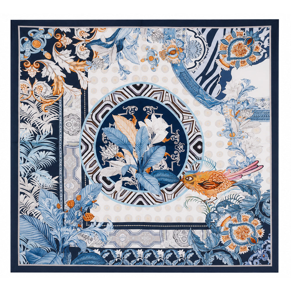 Azure Paradise Scarf, Blue, 90 cm x 90 cm, 100% Silk 2 